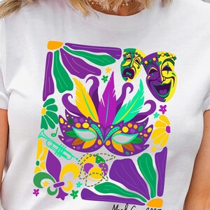 Floral Mardi Shirt, Mardi Gras Tee, Masquerade Tee, Fleur De Lis Tee, Crawfish Beads Tee, Kings Cake Shirt, Fat Tuesday Tee, Carnival Shirt
