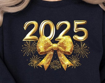 2025 Sweatshirt, Happy New Year Wear, New Year 2025 Hoodie, 2025 Kids Sweatshirt, New Jolly Wear, New Year Apparel, Yellow Coquette Wear
