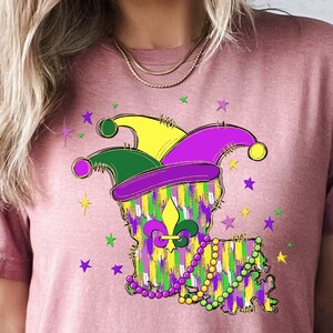 Louisiana Shirt, New Orleans Tee, Mardi Gras Shirt, Jester Hat Tee, Crawfish Beads Tee, Fleur De Lis Tee, Kings Cake Tee, Fat Tuesday Shirt