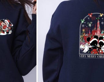 Disney Christmas Sweatshirt, Very Merry Christmas Wear, Disney Christmas Hoodie, Christmas 2 Sides Wear, Minnie Sweatshirt, Mickey Hoodie
