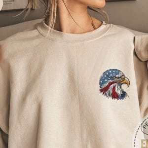 Embroidery USA Eagle Sweatshirt, American Eagle Hoodie, July 4th Sweatshirt, Bald Eagle Sweatshirt, Patriotic Hoodie, Stars Stripes Hoodie