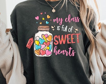 Camiseta de amor de maestro, camiseta de amante de los alumnos, colores cómodos, camiseta de corazones dulces, camiseta de alumnos dulces, camiseta de San Valentín para maestros, camiseta del día del maestro, camiseta Xoxo