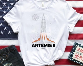 Artemis II Mission T-shirt, Return to the Moon 2026,  Retro Astronaut Graphic Shirt, Astronomy Lover Gift