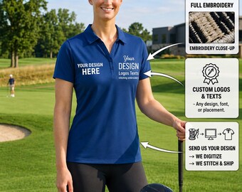 Custom Embroidered Women's Polo Shirt, Personalized Logo, Team Uniform, Corporate Gift, Gift For Her