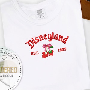 Embroidery Disney Shirt, Disney Cherry Shirt, Comfort Color, Disneyland 1955 Tee, Embroidery Cherry Tee, Mickey Mouse Tee, Minnie Cherry Tee