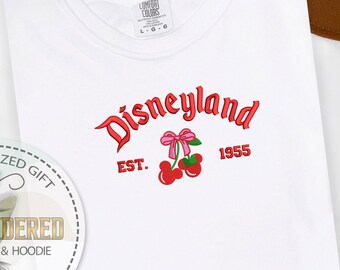 Embroidery Disney Shirt, Disney Cherry Shirt, Comfort Color, Disneyland 1955 Tee, Embroidery Cherry Tee, Mickey Mouse Tee, Minnie Cherry Tee
