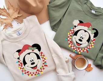 Disney Christmas Sweatshirt, Christmas Mickey Hoodie, Santa Minnie Wear, Disney Kids Apparel, Christmas Trip Wear, Woman Minnie Hoodie