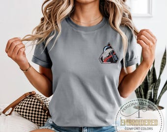Embroidered Artemis Patch T-shirt, Comfort Colors, Moon Mission Shirt, Orbit Crew Graphic Tee