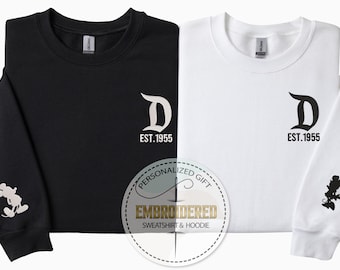 Embroidery Disney Sweatshirt, Embroidery Minnie Hoodie, Mickey Sleeve Wear, Minnie On Sleeve, Disney 1955 Hoodie, Mickey Kids Sweatshirt