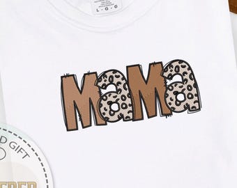 Embroidered Mama Shirt, Mothers Day Gift, Comfort Colors, Leopard Pattern Tee, Leopard Mama Tee, Mom Appreciation, Gift for Mom, Mama Wear