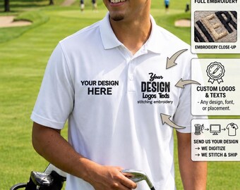 Custom Embroidered Polo Shirts, Personalized Logo & Text, Durable Workwear, Polos For Men, Comfortable Uniform