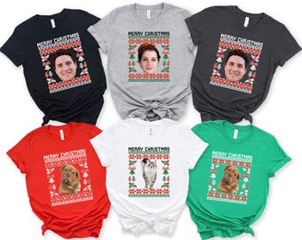 Christmas Picture Shirt, Custom Photo Tee, Merry Christmas Tee, Xmas Photo Shirt, Pet Photo Shirt, Dog Picture Tee, Cat Photo T-Shirt