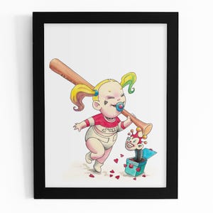 Baby Supereroi con ciuccio - Acquerelli - Stampe per bambini - Baby Art personalizzata su commissione -