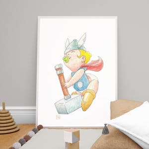 Quadretti per bambini - Baby Supereroi con ciuccio - Dipinto a mano - Stampe su cartoncino martellato -