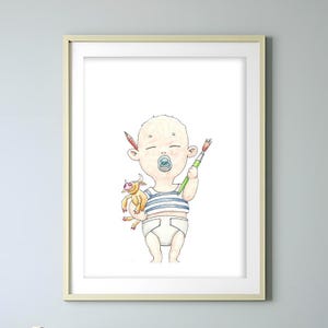 Quadretti per bambini - Baby Artisti con ciuccio - Dipinto a mano - Stampe su cartoncino martellato -