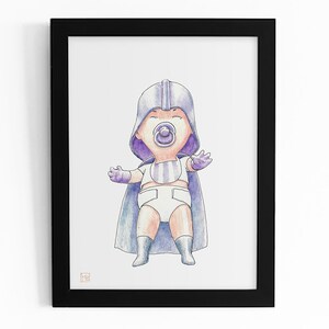 Children's pictures - Baby characters with pacifier - Hand painted - Prints on hammered cardboard -