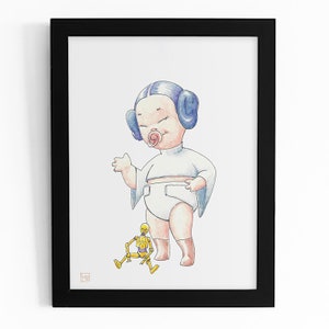 Baby personaggi con ciuccio - Dipinto a mano - Stampe su cartoncino martellato - Baby Art personalizzata su commissione -