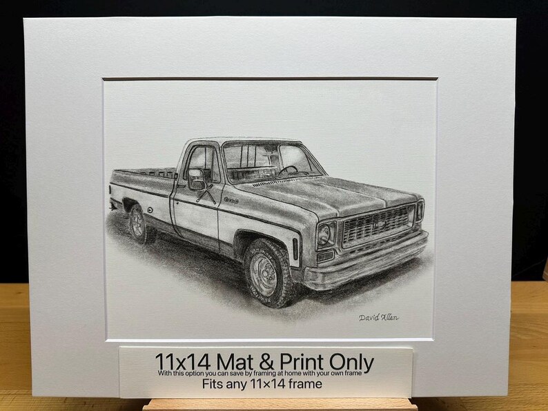 1973 Chevrolet Cheyenne C10 Pickup Truck Graphite Pencil Art Sketch ...