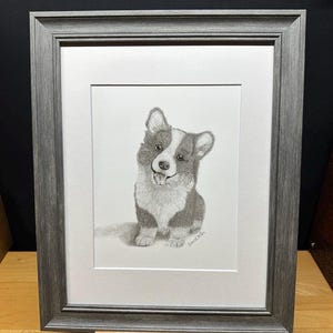 Corgi Puppy Dog Graphite Pencil Art Sketch Drawing Print Picture Limited Edition ~ Titled &#39;Hip!-Hip!-Corgi!&#39; by David Allen
