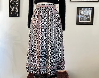 Vintage 60’s Cotton Wool Blend Fairisle Print Wrap Skirt S/M