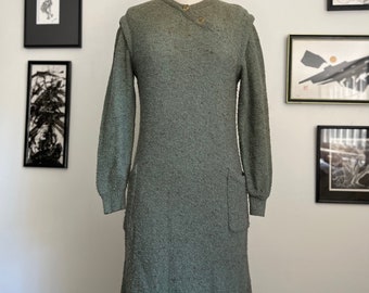 Vintage 80’s MISSONI Sage Green Speckled Knit for Neiman Marcus Sweater Dress s