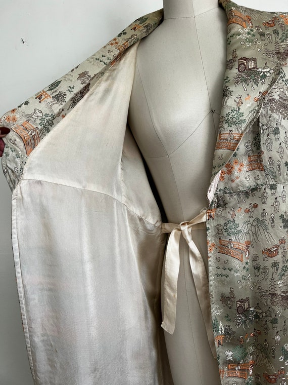 STUNNING Rare Vintage Silk Kimono Robe S - image 4