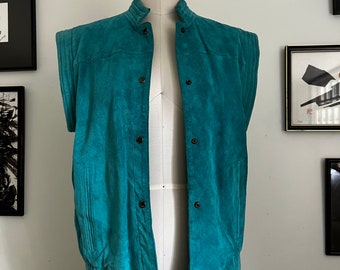 Vintage Turquoise Suede Bertini Vest S