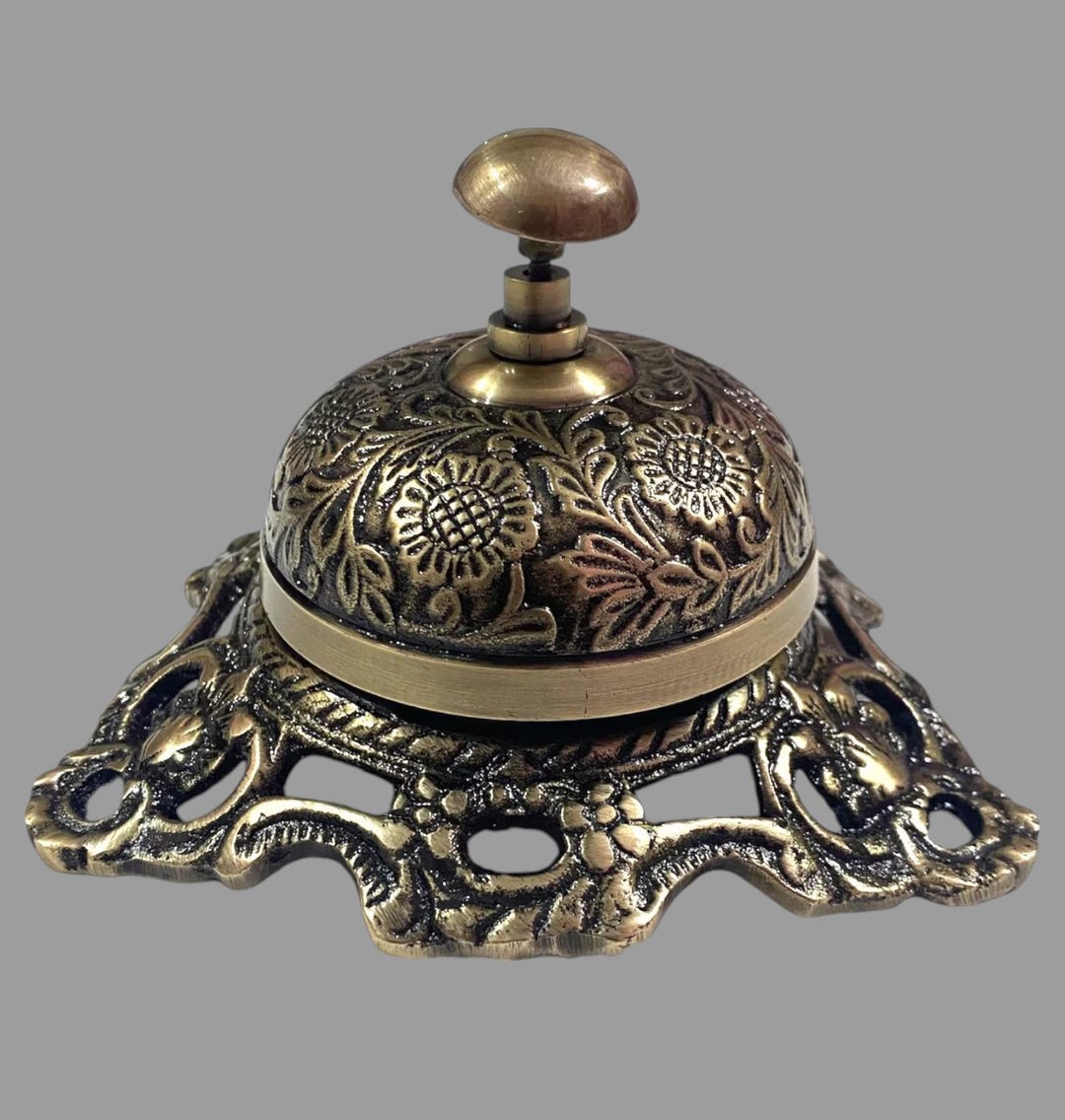 Floral Brass Desk Bell: Vintage Style Office Decor - Etsy