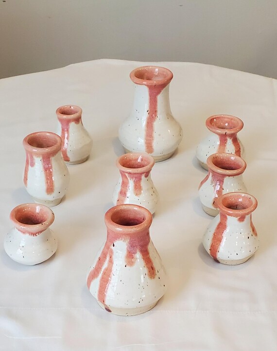 陶器のピンクと白の花瓶（2） - Etsy 日本