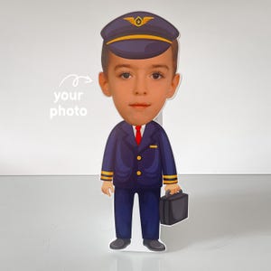 Custom Photo Pilot, Personalized Party Decor, Airplane Party Decor, First Birthday,  Airplane Party Decor, Pilot Standee, Airplane Cutout