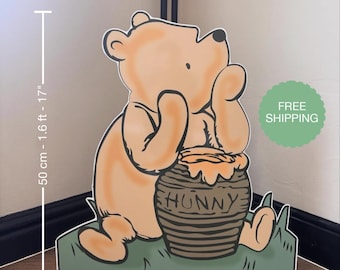 Winnie the Pooh Cutout Decoration, Baby Shower Decor, Backdrop Decor, Lawn Sign, Honey Bear Baby Birthday, Classic Bear