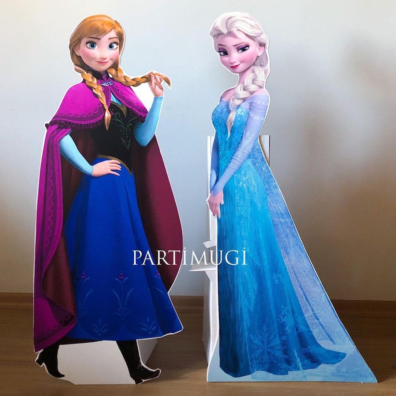 Frost bordsdekoration, Frost festdekorationer, Elsa Anna festtillbehör, Frost födelsedagsfest, Frost festtema, Elsa stående, Anna, Olaf rekvisita bild 1