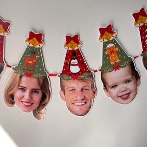 Guirlanda de Natal, Banner de rosto com foto de Feliz Natal, Guirlanda de Natal personalizada, Decoração de Natal, Banner de papel cartão de Natal FRETE GRÁTIS