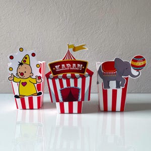Circus Birthday Popcorn Box, Carnival Favor Boxes, Circus Birthday Party Decorations, Treat Bags, Candy Box, Vintage Circus Decorations