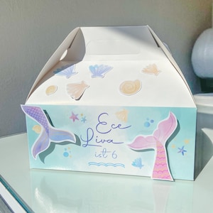 Mermaid Party Treat Box | Mermaid Birthday Gable Box | Mermaid Birthday Party Favor Box | Under the Sea Theme | Mermaids Birthday Decor