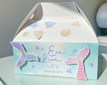 Mermaid Party Treat Box | Mermaid Birthday Gable Box | Mermaid Birthday Party Favor Box | Under the Sea Theme | Mermaids Birthday Decor
