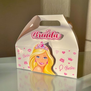 Doll Favor Boxes, Pink Glam Party Favors, Fashion Doll Gable Box, Hot Pink Candy Box, Princess Cake Boxes, Treat Boxes, Party Deco