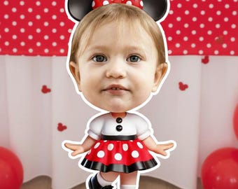 Figura de ratón personalizada con forma de niña, figura de Minnie, lazo de Minnie, baby shower de Minnie, letrero para césped, accesorios para fiesta