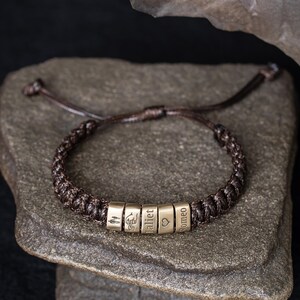 Pulsera de cuero personalizada para hombre para papá, pulsera tejida personalizada ajustable, joyería hecha a mano, regalo de Navidad para niños, novios y esposos