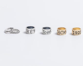 Personalized 925 Sterling Silver Bead Charm: Engraved Name Beads Hole size 8MM
