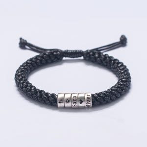 Personalized Braided Leather Bracelet: Custom Name Beads, Adjustable Gift