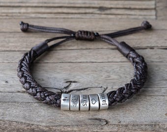 Bracciale in pelle da uomo personalizzato per papà