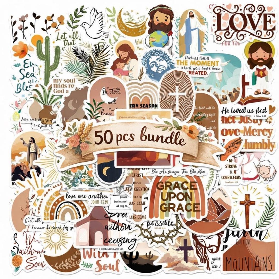 Christian Sticker Bundle | 50 PCS, Bible Verse, Jesus - Etsy