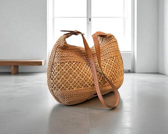 Handmade Straw Crossbody Bag: Boho Woven Summer Purse