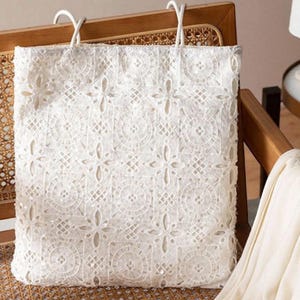 Floral Lace Shoulder Bag – Hollow Out Embroidered Sequin Tote, Lightweight Large Shopping Bag for Women