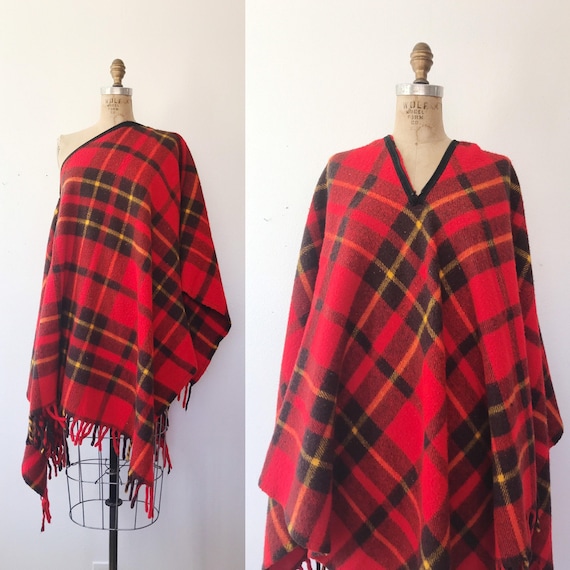 vintage Faribo blanket / Faribo Poncho / Faribault plaid throw