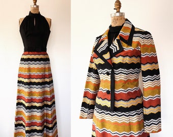 70s maxi dress / vintage 70s two-piece dress / Julie Whyte dress