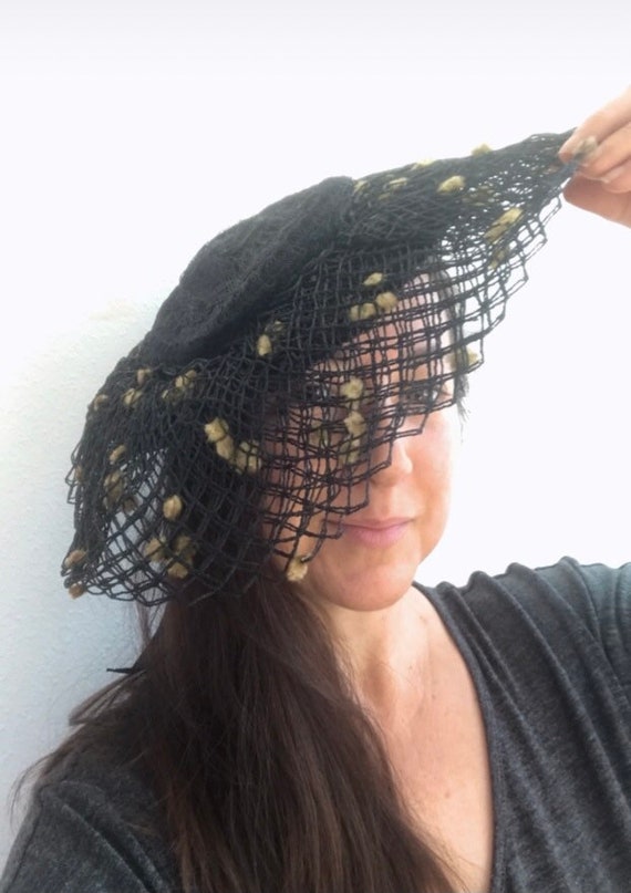 1940s hat / Navy Net hat / 40s Lazuli Tilt Hat - image 2