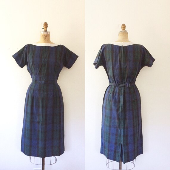 1950s plaid dress / 50s cotton dress / Straithorn