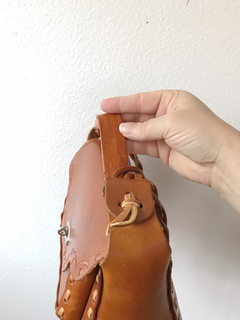 Brown Leather Bag / Vintage Top Handle Bag / Leather Shoulder Etsy